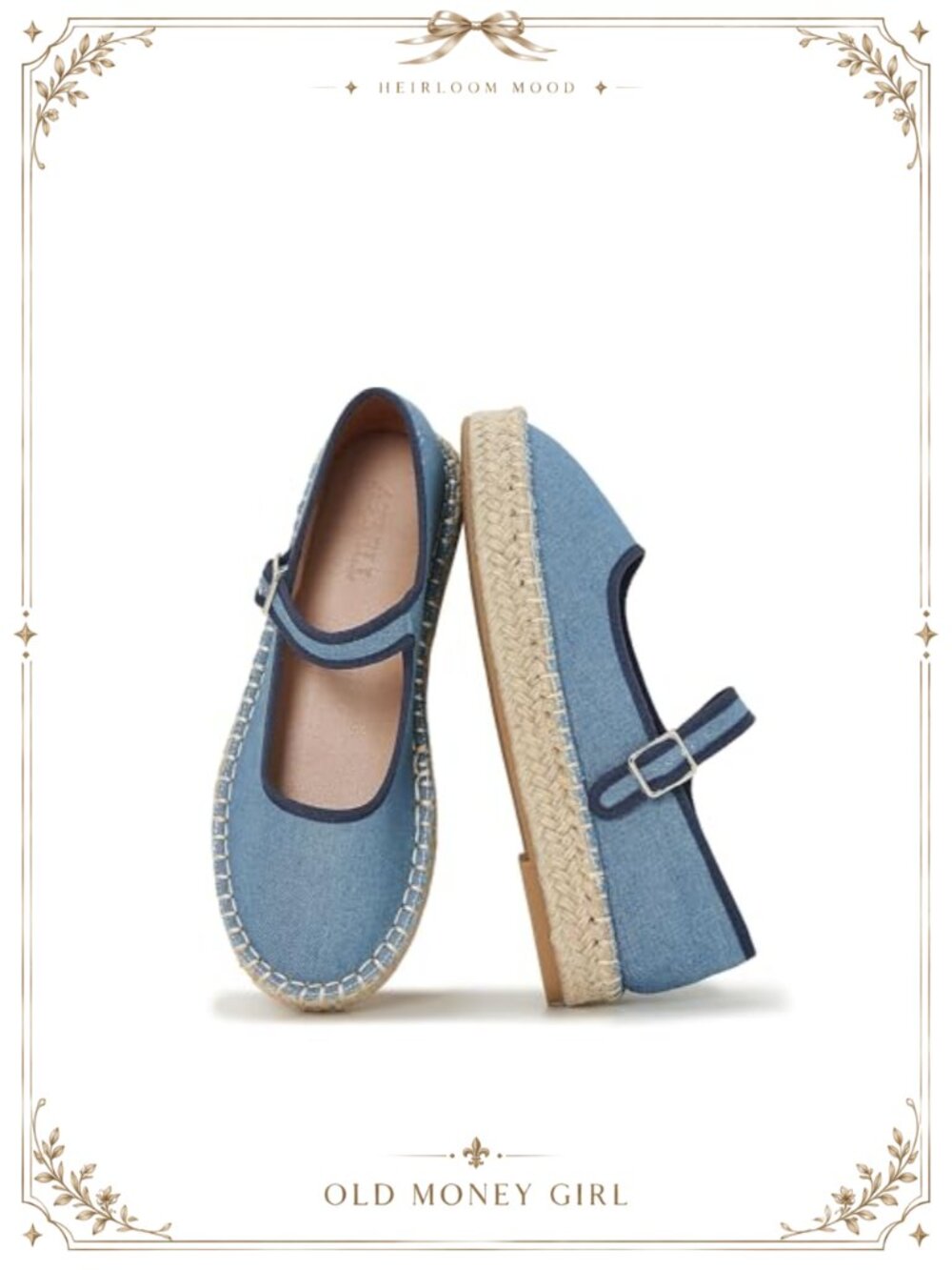 Canvas Mary Jane Espadrille Flats Adjustable Strap Comfort Walking Shoes